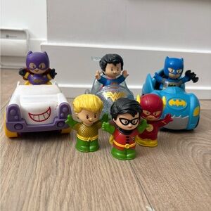 Fisher Price Little People DC Superhero Bundle Batman Joker Cars + Figures